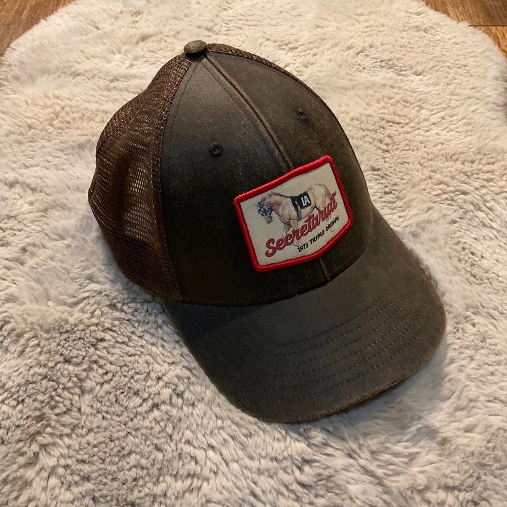 Ahead Headgear Secretariat Baseball Hat Patch Brown Mesh Back Adjustable Classic